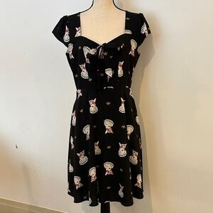 Revival Black Queen of Hearts Rabbit Women's Skater Style Dress M